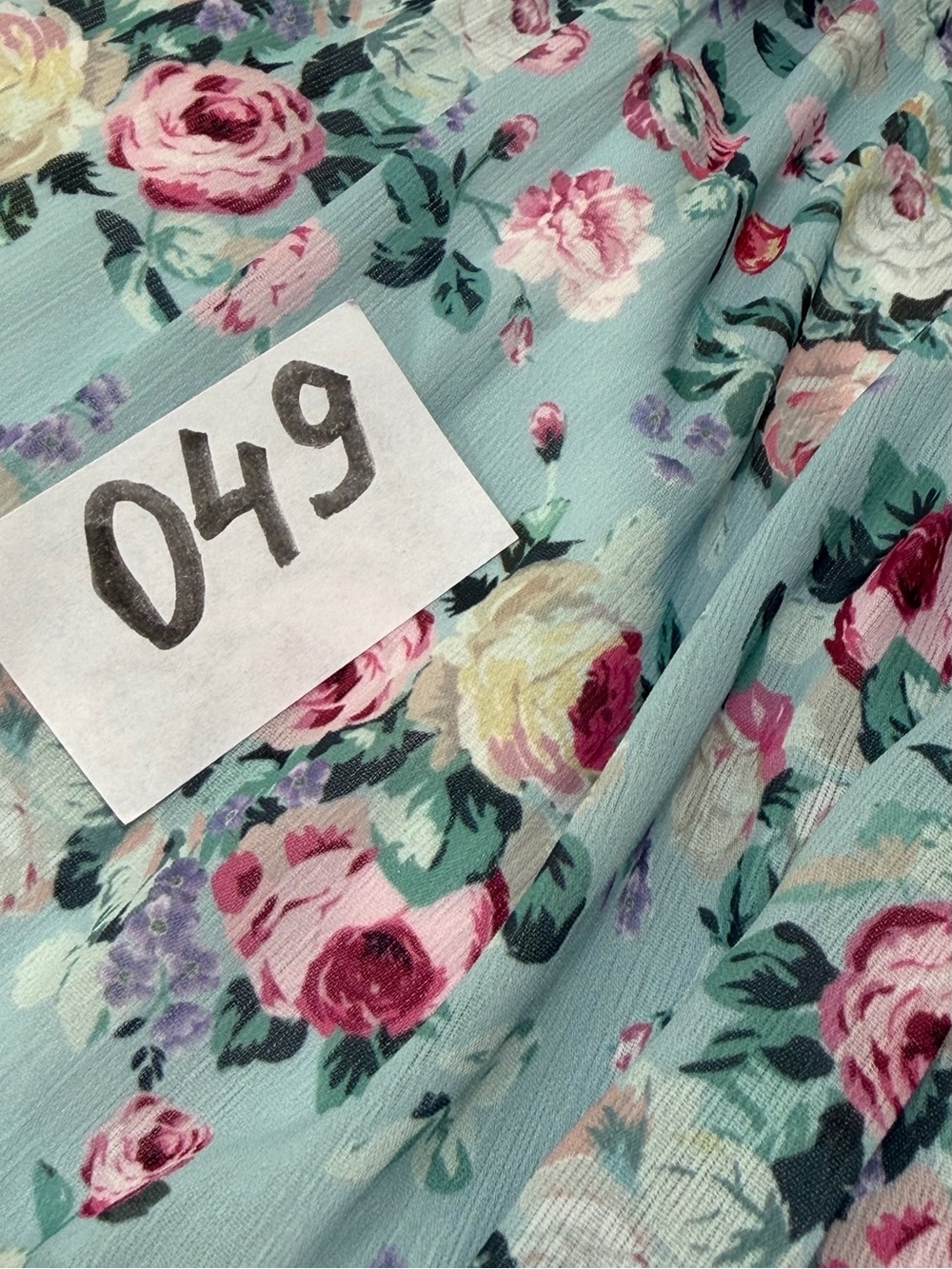 Scarlet Darkness Floral Tiered Maxi Skirt Size S Light Blue with Pink Roses - Picture 5 of 9